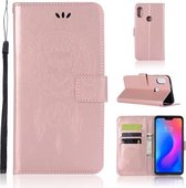 Windgong Uil Embossing Patroon Horizontale Flip Leren Case met Houder & Kaartsleuven & Portemonnee Voor Xiaomi Redmi Note 6 Pro (Rose Goud)