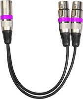 2055MFF-03 2 in1 XLR mannelijk naar dubbel vrouwelijk microfoon Audiokabel, lengte: 0,3 m (paars)