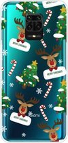 Voor Xiaomi Redmi Note 9S Christmas Series Transparante TPU beschermhoes (Cane Deer)
