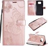 Voor Xiaomi Poco X3 NFC 3D Vlinders Embossing Patroon Horizontale Flip Leren Case met Houder & Kaartsleuf & Portemonnee (Rose Goud)