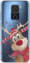 Voor Geschikt voor Xiaomi Redmi Note 9 Christmas Series Transparante TPU beschermhoes (Smiley Deer)