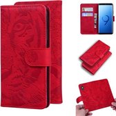 Voor Samsung Galaxy S9 Tiger Embossing Pattern Horizontale Flip lederen tas met houder & kaartsleuven & portemonnee (rood)