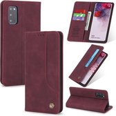 Voor Samsung Galaxy S20 POLA 008-serie Retro klassieke magnetische horizontale flip lederen tas met houder en kaartsleuven (rood)