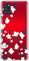 Voor Samsung Galaxy A21s schokbestendig geverfd transparant TPU beschermhoes (magnolia)