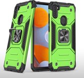 Voor Samsung Galaxy A11 (EU-versie) Magnetisch pantser Schokbestendig TPU + pc-hoesje met metalen ringhouder (groen)