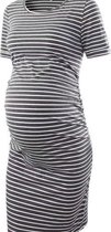 Zwangerschapsjurk met ronde hals en korte mouwen (kleur: donkergrijs, maat: XL)-Donker Grijs
