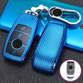 Voor Mercedes-Benz E-Klasse Smart 3-knops auto TPU Sleutel Beschermhoes Sleutelhoes met sleutelring (blauw)
