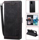 Voor Galaxy S20 Retro Splicing Horizontale Flip lederen tas met kaartsleuven & houder & portemonnee (zwart)