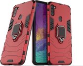 Voor Galaxy A11 PC + TPU schokbestendige beschermhoes met magnetische ringhouder (rood)