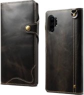 Voor Galaxy Note 10 Plus Denior Oil Wax Koeienhuid Magnetische Knop Horizontale Flip Leren Case met Kaartsleuven & Portemonnee (Zwart)
