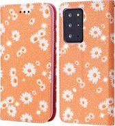Voor Samsung Galaxy Note20 Ultra Glittering Daisy magnetische horizontale flip lederen tas met houder & kaartsleuven & fotolijst (oranje)