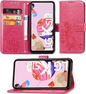 Voor LG K51S Lucky Clover Pressed Flowers Pattern Leather Case met houder & kaartsleuven & portemonnee & draagriem (Rose)