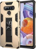 Voor LG Q Stylo 6 Armor schokbestendig TPU + PC magnetische beschermhoes met onzichtbare houder (goud)