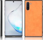 Voor Galaxy Note10 schokbestendige naaiende koe-patroonhuid PC + PU + TPU-hoes (oranje)