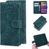 Voor LG Stylo 5 Tiger Embossing Pattern Horizontale Flip lederen tas met houder & kaartsleuven & portemonnee (groen)