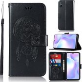 Voor Xiaomi Redmi 9A Windgong Uil Embossing Patroon Horizontale Flip lederen tas, met houder & kaartsleuven & portemonnee (zwart)