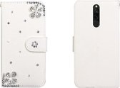 Voor Xiaomi Redmi 8 Horizontale Flip Effen Kleur Strass Leren Case met Kaartsleuf & Portemonnee & Houder (Diagonale Bloem)