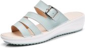 Platte open teen slip mode casual strand sandalen en slippers voor dames (kleur: blauw maat: 36)