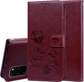 Voor Galaxy S20 Plus Rose reliëf horizontale flip PU lederen tas met houder & kaartsleuven & portemonnee (bruin)