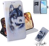 Voor Galaxy S20 + Gecombineerd patroon Magnetische attractie Horizontale flip lederen tas, ondersteuningshouder & kaartsleuf & portemonnee (witte wolf)