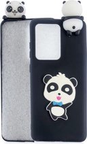 Voor Galaxy S20 Ultra schokbestendig 3D liggend Cartoon TPU beschermhoes (Panda met blauwe strik)