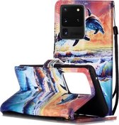 Voor Galaxy S20 Ultra Geschilderd Patroon Horizontale Flip Leren Case met Houder & Kaartsleuven & Portemonnee (Dolfijn)