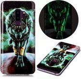 Voor Samsung Galaxy S9 lichtgevende TPU zachte beschermhoes (woeste wolf)