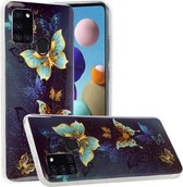 Voor Samsung Galaxy A21s Lichtgevende TPU zachte beschermhoes (dubbele vlinders)