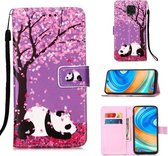 Voor Xiaomi Redmi Note 9S Schilderen Horizontale Flip Leren Case met Houder & Kaartsleuf & Portemonnee & Lanyard (Sakura Panda)