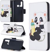 Gekleurde tekening patroon horizontale flip lederen hoes met houder & kaartsleuven & portemonnee voor Huawei P20 lite (2019) / nova 5i (babyfles en panda)