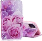 Horizontale leren flip-hoes met houder en kaartsleuven en portemonnee voor iPhone 12 mini (roze)