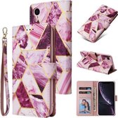 Marmer Bronzing Stitching Horizontale Flip PU lederen tas met houder & kaartsleuven & portemonnee & fotolijst voor iPhone XR (paars)