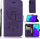 Windgong Uil Embossing Patroon Horizontale Flip Leren Case met Houder & Kaartsleuven & Portemonnee Voor Huawei nova 4 (Paars)