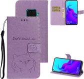 Voor Huawei P30 Lite Chai Hond Patroon Horizontale Flip Lederen Cover Met Beugel & Kaartsleuf & Portemonnee & Lanyard (Violet)