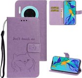 Voor Huawei Mate 30 Lite Chai Hond Patroon Horizontale Flip Lederen Cover Met Beugel & Kaartsleuf & Portemonnee & Lanyard (Violet)