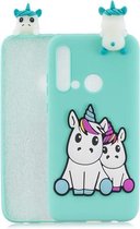 Voor Huawei P20 Lite 2019 3D Cartoon Patroon Schokbestendig TPU Beschermhoes (Paar Eenhoorn)