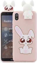 Voor Huawei Enjoy 8s Cartoon schokbestendige TPU beschermhoes met houder (konijn)