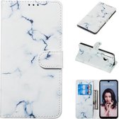 Gekleurde tekening marmer patroon horizontale flip PU lederen tas met houder & kaartsleuven & portemonnee voor Huawei P30 Lite / Nova 4e (wit)