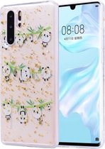 Cartoon patroon goudfolie stijl Dropping Glue TPU zachte beschermhoes voor Huawei P30 Pro (Panda)