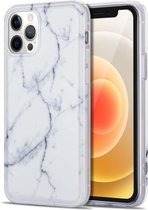 TPU glanzend marmeren patroon IMD beschermhoes voor iPhone 12 Pro Max (wit)
