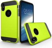 Apple iPhone XS Hoesje - Mobigear - Brushed Armor Serie - Hard Kunststof Backcover - Groen - Hoesje Geschikt Voor Apple iPhone XS