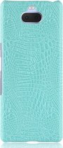 Sony Xperia 10 Hoesje - Mobigear - Croco Serie - Hard Kunststof Backcover - Turquoise - Hoesje Geschikt Voor Sony Xperia 10