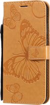 Motorola Moto G8 Power Lite Hoesje - Mobigear - Butterfly Serie - Kunstlederen Bookcase - Cognac - Hoesje Geschikt Voor Motorola Moto G8 Power Lite