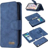 Afneembare Frosted Magnetische Horizontale Flip Leren Case met Kaartsleuven & Houder & Rits Portemonnee & Fotolijst Voor iPhone XR (Blauw)