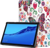 Voor Huawei MediaPad M5 Lite 10.0 inch Custer Painted PU Leather Case met Sleep / Wake-up Functie & 3-Fold Holder (Kleurrijke Vlinder)