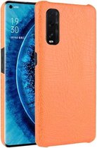 Voor Oppo Find X2 schokbestendige krokodiltextuur pc + PU-hoes (oranje)