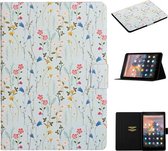Voor Amazon Kindle Fire 7 (2019) Bloempatroon Horizontale flip lederen hoes met kaartsleuven en houder (kleine bloemen)