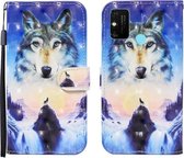 Voor Huawei Honor 9A 3D Geschilderd Patroon Horizontale Flip Leren Case met Houder & Portemonnee & Kaartsleuf & Lanyard (Sunrise Wolf)