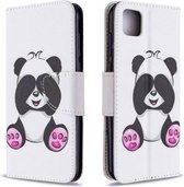 Voor Huawei Y5P / Honor 9S Gekleurde tekening patroon Horizontale flip lederen tas met houder & kaartsleuven & portemonnee (Panda)
