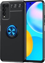 Voor Huawei Honor 10X Lite metalen ringhouder 360 graden roterende TPU-hoes (zwart + blauw)